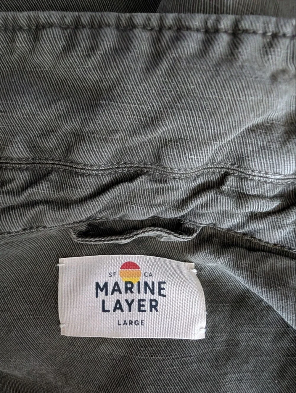 Marine Layer Olive Green Linen Lyocell Utility Field Jacket Chore Coat - L